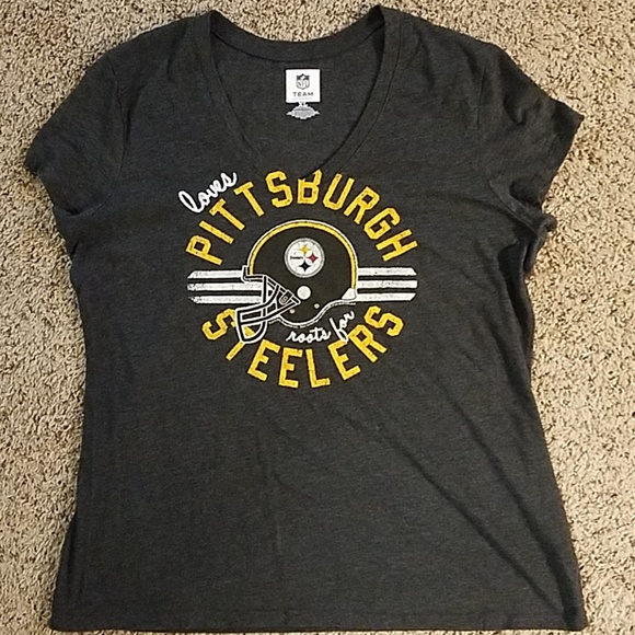 Pittsburgh Steelers V-Neck Tee Shirt - Picture 3 of 7